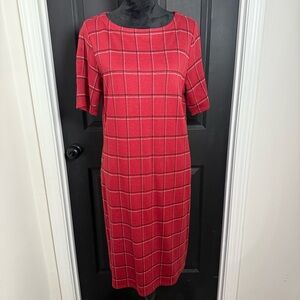 J. Jill Red Checkered Midi Dress